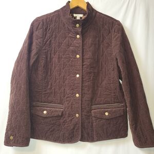 Charter Club Quilted Corduroy Barn Coat Women's Size Large Brown‎ Lined
